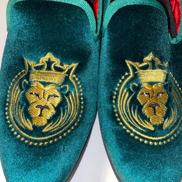 Loafers for Men Green Velvet Shoes of Fashion Embroidered Size 9 - Picture 10 of 13